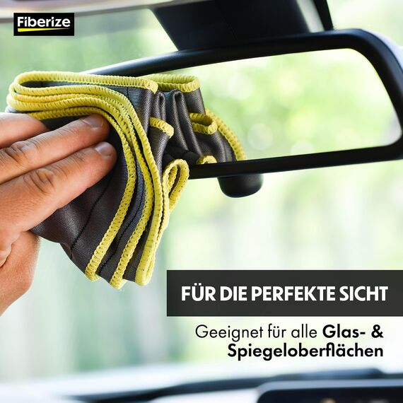 Fiberize® Carbontücher (2er Set) - Fenstertücher für glasklare Autoscheiben ohne Streifen & Schlieren - fusselfreie Carbon Mikrofasertücher Auto Glastuch & Fensterputztücher - 350GSM, 50x40cm