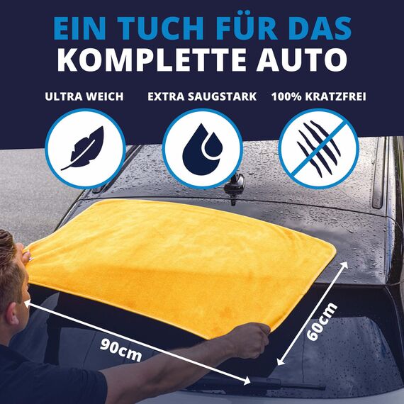 LICARGO® Auto Trockentuch XXL 90x60cm - Autowaschhandschuh aus ultraweicher Mikrofaser