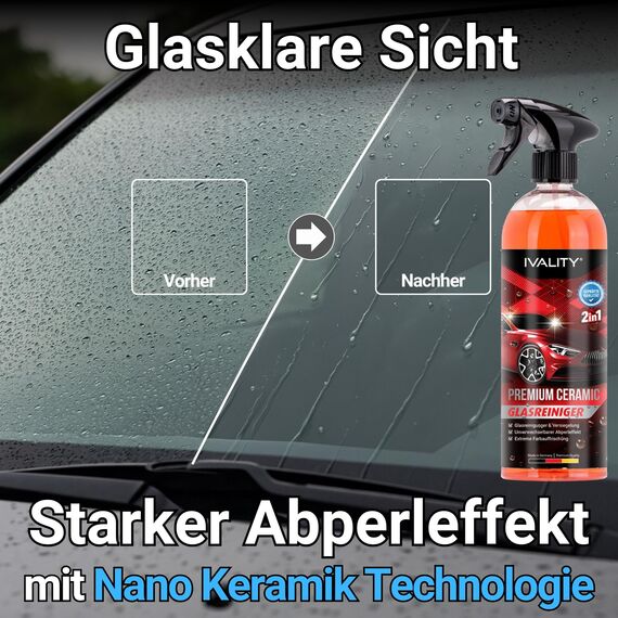 Ivality 7-in-1 Keramik Auto Sparbundle mit Ultra Dünner Felgenbürste, Effektivem Felgenreiniger, 3-in-1 Waschhandschuh und 1800GSM 50x80 Auto Trockentuch Für Lack, Felgen, Glas und Außenpflege