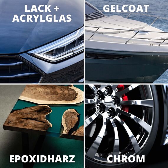 LICARGO Universal Polierpaste (150ml) - Premium Politur für Acrylglas, Epoxidharz, Lack, Gelcoat gfk, Chrom & Kunststoff - Polierpaste Auto entfernt Mikro Kratzer & schützt für spiegelnden Glanz