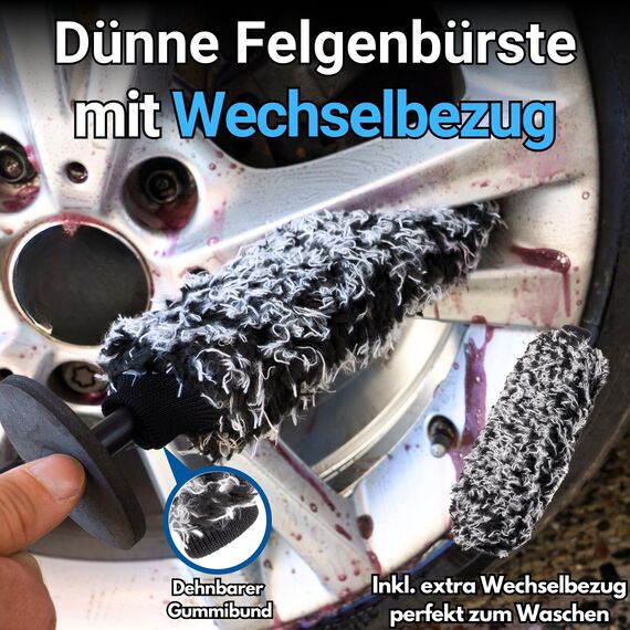 Ivality 7-in-1 Keramik Auto Sparbundle mit Ultra Dünner Felgenbürste, Effektivem Felgenreiniger, 3-in-1 Waschhandschuh und 1800GSM 50x80 Auto Trockentuch Für Lack, Felgen, Glas und Außenpflege