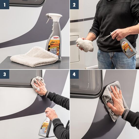 SONAX CARAVAN SchnellVersiegelung (750 ml) Sprühversiegelung mit Soforteffekt, für alle äußeren Oberflächen an Caravan/Bus/Wohnmobil/Wohnwagen | Art-Nr. 07574000