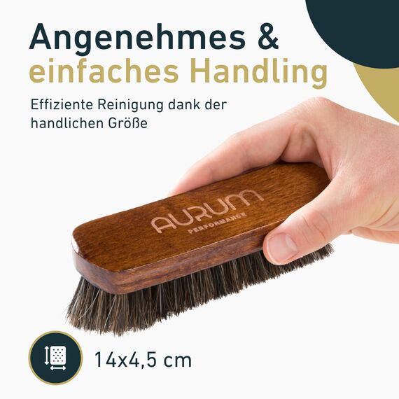 Aurum-Performance® Lederbürste Auto für vielfältige Lederoberflächen - Weiche Leder Bürste mit Naturborsten - Cabrio Verdeck Textilbürste, Polsterbürste