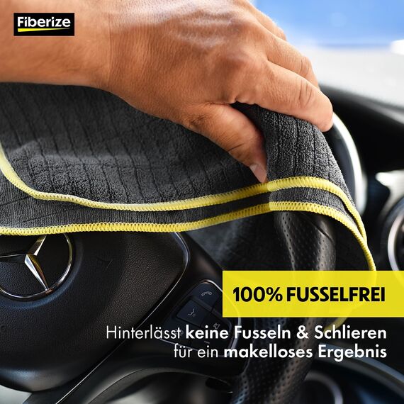 Fiberize® Mikrofasertücher Auto (6er Set) - flauschig weich & extrem saugstark - fusselfreie & lackschonende Mikrofasertücher Autopflege, Microfasertücher Auto Poliertücher - 380GSM, 40x40cm