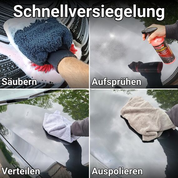 IVALITY Ceramic Versiegelung Auto 750ml mit Abperleffekt – Inkl. 2 Mikrofasertücher, Schützt den Lack und verstärkt die Farbtiefe, Keramikversiegelung, Felgen & Lackversiegelung Auto Spray