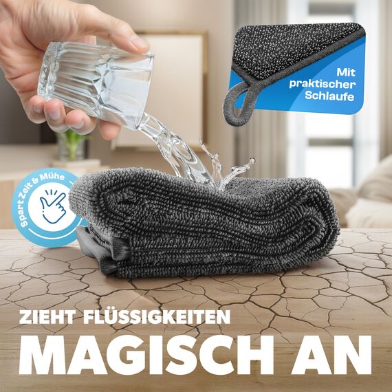 CARBOTEC® Mikrofasertücher 4er-Set – Trockentuch Dusche & Bad, streifenfreies Mikrofaser Handtuch für Duschkabine, Glas & Armaturen – Auto Trockentuch, Fensterputztuch & Poliertuch, Fast Dry