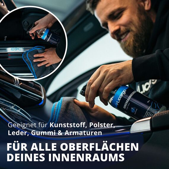 LICARGO Innenraum Reinigungs Set - 2X Detailing Pinsel Weich & 2X Detailing Pinsel Hart & 1x Innenraumreiniger (500ml) - porentiefe & effektive Auto Reinigung