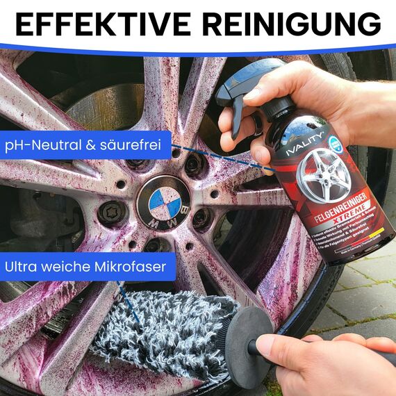 Ivality® Ultra dünne Mikrofaser Felgenbürste Standard & Felgenreiniger – Für eine effektive & schonende Felgenreinigung - Auto Felgenreiniger – Microfaser Felgenbürste – Alufelgen Reiniger