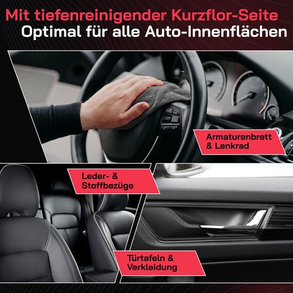 STARKL® 4X Mikrofasertücher Auto zur Innenraumpflege - ultraweiche Reinigungstücher in 40x40cm - Cockpit Tücher zur Autoreinigung - Profi Microfasertücher - Microfasertuch Autopflege in 380GSM