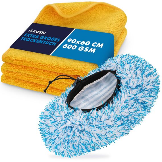LICARGO® Auto Trockentuch & Brush Cover - XXL - 90x60cm - super saugstark, schonend weich & fusselfrei - extra großes Mikrofasertuch, Tuch zum Trocknen, Handtuch