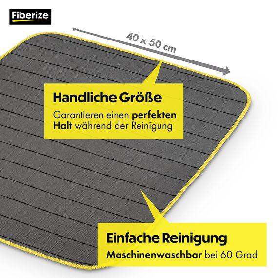 Fiberize® Carbontücher (2er Set) - Fenstertücher für glasklare Autoscheiben ohne Streifen & Schlieren - fusselfreie Carbon Mikrofasertücher Auto Glastuch & Fensterputztücher - 350GSM, 50x40cm