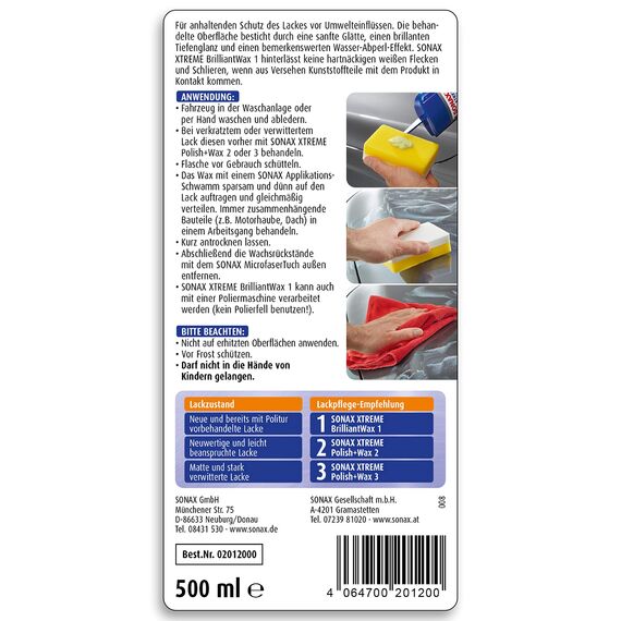 SONAX XTREME BrilliantWax 1 Hybrid NPT (500 ml) flüssiges Hartwachs ohne Schleifmittelanteil | Art-Nr. 02012000