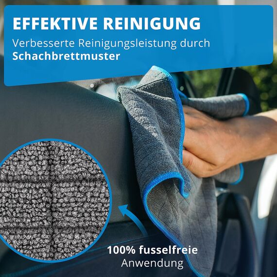 LICARGO Innenraum Set + Waschhandschuh - 1x Zottel-Waschhandschuh Auto - 1x ph-neutraler Innenraumreiniger (500ml) - 6X Lackschonende Mikrofasertücher mit 380 GSM - schonendes Innenraum Set