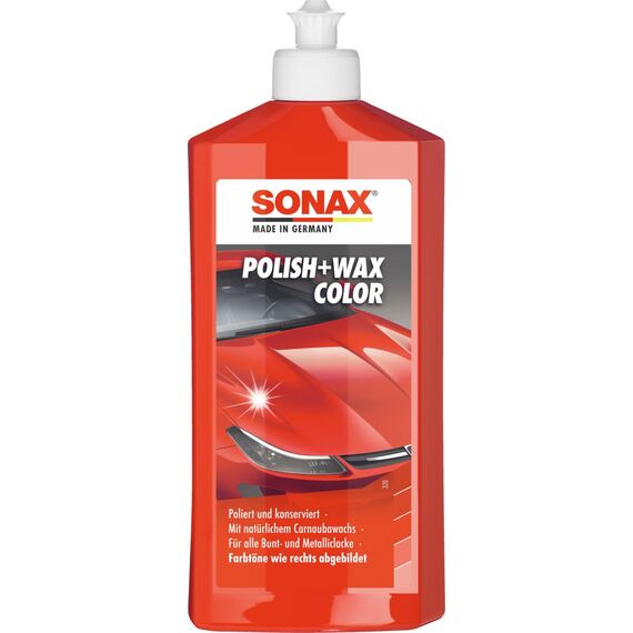 SONAX Polish & Wax Color rot (500 ml) Politur mit Farbpigmenten und Wachsanteilen | Art-Nr. 02964000