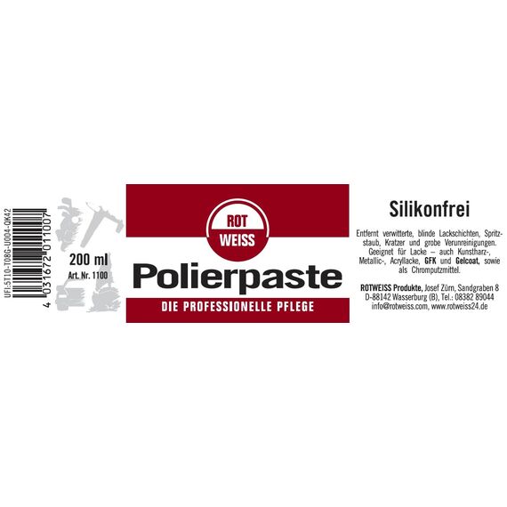 Rotweiss 1100 Polierpaste 200 ml