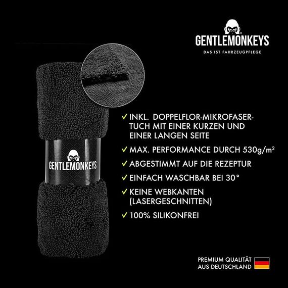 GENTLEMONKEYS Detailer Auto (500ml) inkl. Mikrofasertuch • Lackversiegelung, Motorrad & Fahrrad • Profi-Sprühversiegelung für Glanz & Schutz • Detailing Lackschutz • Für alle Lacke geeignet