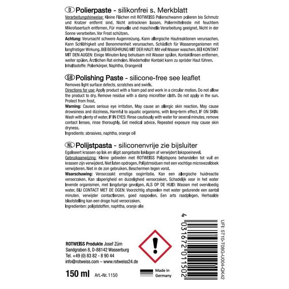 ROTWEISS 1150 Polierpaste 150 ml