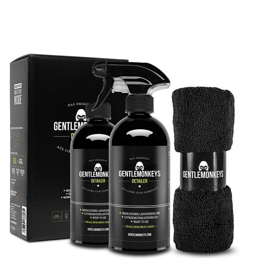 GENTLEMONKEYS Detailer Bundle (500ml Lackversiegelung + Mikrofasertuch + 500ml Refill) • Sprüh-Versiegelung für Glanz & Abperleffekt • Gegen Schmutz, Staub & Wasserflecken • Made in Germany