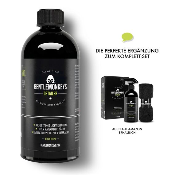 GENTLEMONKEYS Detailer Auto Refill (500ml) • Lackversiegelung Nachfüllflasche • Sprüh-Versiegelung • Sprühversiegelung für Glanz & Schutz • Made in Germany • Für alle Lacke geeignet