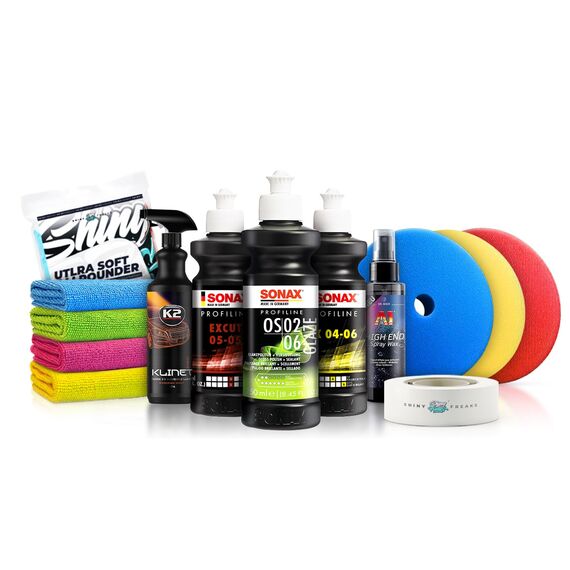 Politurset: Sonax Politur Set + Royal Pads Premium Polierpads + Dr. Wack Lackversiegelung + Zubehör - Auto Politur | 13-teilig