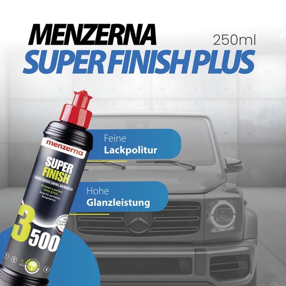 Menzerna Auto Polituren Set: Menzerna Heavy Cut Compound 1000 + Medium Cut Compound 2200 + Super Finish 3500 + Power Lock Ultra Protection Sachet + 4x Mikrofasertuch 40x40cm