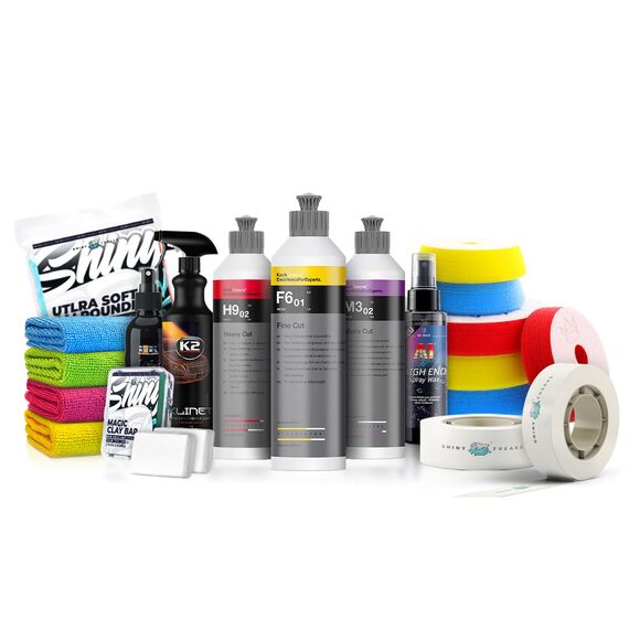 Politurset: Koch Chemie Politur Set + Royal Pads Premium Polierpads + Dr. Wack Lackversiegelung + Zubehör - Auto Politur | 19-teilig