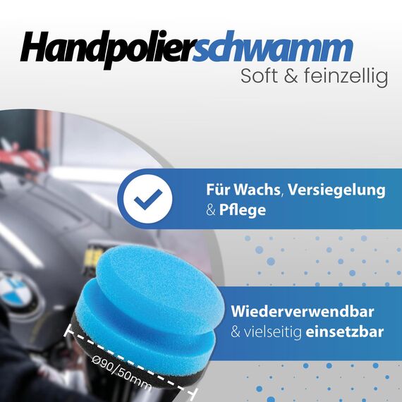 Soft99 Auto Versiegelung Set für dunkle Lacke - Dark & Black Wax Auto Hartwachs, für schwarze/dunkle Autolacke 300 g + Handpolierschwamm Applikator + Mikrofaser Poliertuch 550GSM 40x40cm