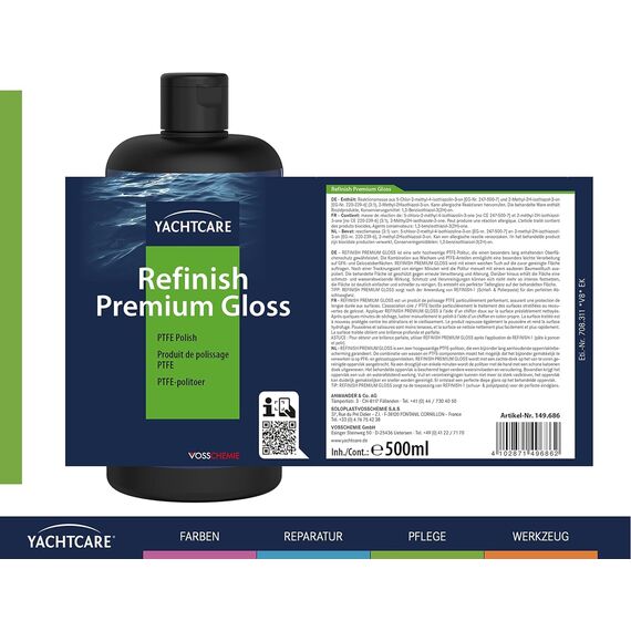Yachtcare GFK Politur Refinish Premium Gloss | 500 ml | Hochglanz Politur für Boot Caravan Auto Wohnmobil