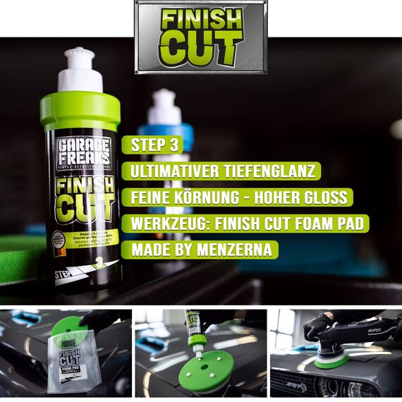 Garage Freaks - Auto-Politur-Komplettsatz: Heavy Cut Schleifpolitur + Medium Cut Hologrammentferner + Finish Hochglanzpolitur 250ml