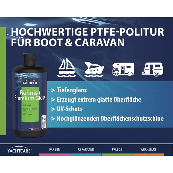 Yachtcare GFK Politur Refinish Premium Gloss | 500 ml | Hochglanz Politur für Boot Caravan Auto Wohnmobil