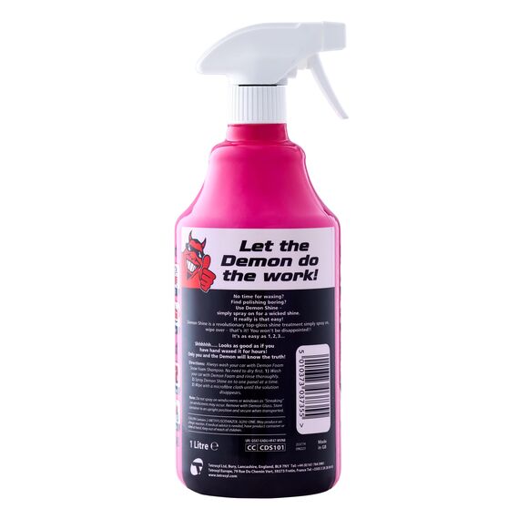 CarPlan Demon Shine Glanzspray für Auto & Motorrad – Sofortiger Hochglanz ohne Polieren – Handsprühflasche – 1 Liter