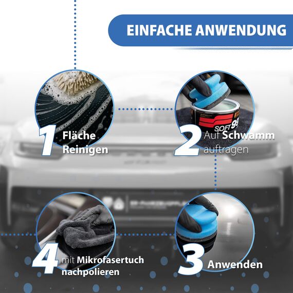 Soft99 Auto Versiegelung Set für dunkle Lacke - Dark & Black Wax Auto Hartwachs, für schwarze/dunkle Autolacke 300 g + Handpolierschwamm Applikator + Mikrofaser Poliertuch 550GSM 40x40cm