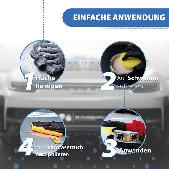 Detailmate Wachs Set: Soft99 Extreme Gloss Wax The Kiwami Light, Carnauba Autowachs Lackversiegelung mit Schwamm, 200g, orange baby Poliertuch ultra flauschiges Mikrofaser Poliertuch 550 GSM
