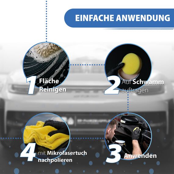 Detailmate Soft99 New Fusso Coat 12 Months Wax Dark Hartwachs Autowachs, Lackversiegelung, 200 gr für dunkle Lacke schwarz + langfloriges Mikrofaser Poliertuch + Polierschwamm