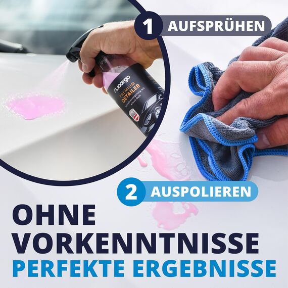 LICARGO® Detailer Auto Set 500ml inkl. 6 Premium Mikrofasertücher • Komplett-Set für Glanz & Abperleffekt • Quick Detailer Fahrzeug – Lack- & Sprühversiegelung Lackschutz gegen Wasserflecken & Schmutz