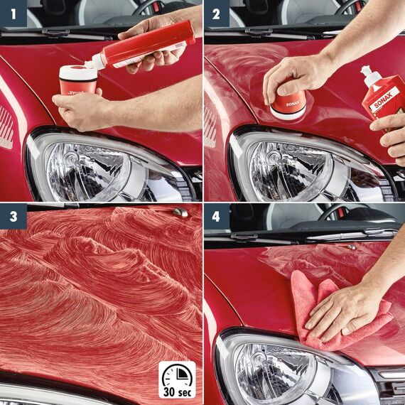 SONAX Polish & Wax Color rot (500 ml) Politur mit Farbpigmenten und Wachsanteilen | Art-Nr. 02964000