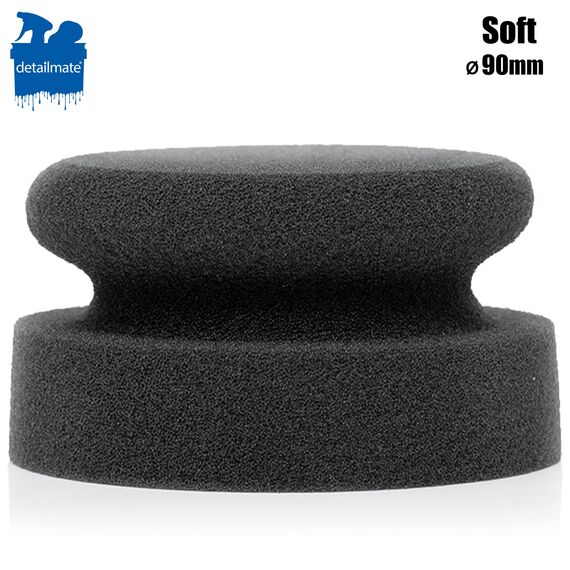 detailmate Autopflege - Made in Germany - 10er Pack Handpolierschwamm Soft, schwarz (feinzellig), Ø 90/50mm aus Premium Schaumstoff für Wachse/Applikator für Pflegeprodukte auf Kunststoff, Reifen