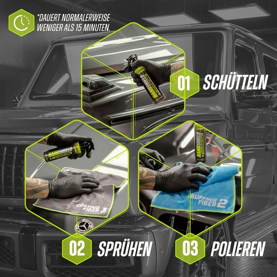 Nano Shield Autopolitur-Set - Hochwirksame Graphen-Keramikversiegelung, Schutz vor Korrosion, Salz und Kratzern - Wasserabweisendes Autowachs mit UV-Schutz, Autolack politur Für alle Fahrzeugtypen