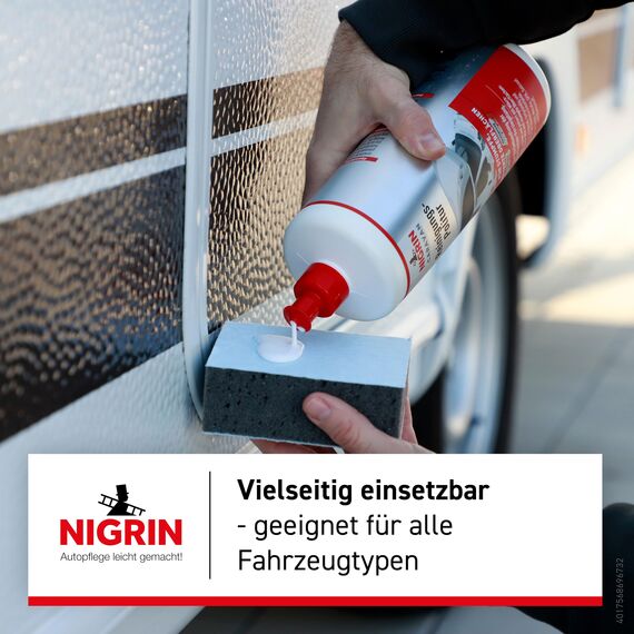 NIGRIN Wohnmobil Politur, reinigt, pflegt und bereitet Fahrzeugoberflächen auf, für Poliermaschinen geeignet, als Vorbereitung für die Versiegelung, für alle Fahrzeugarten, 1 l