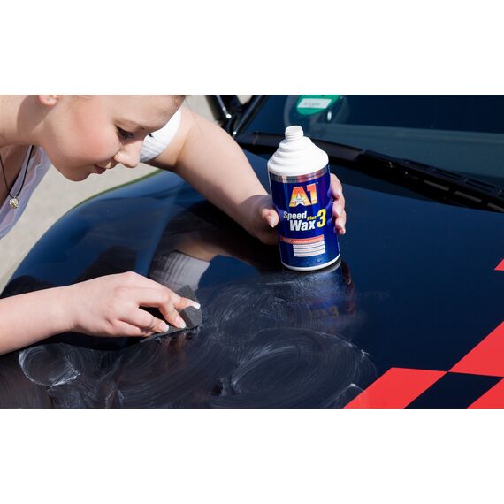 Dr. Wack – A1 Speed Wax Plus 3, 500 ml inkl. Spezialschwamm I Premium Auto-Wachs mit Carnauba I Langanhaltender Schutz & Glanz I Für alle Lacke geeignet I Hochwertige Autopflege – Made in Germany