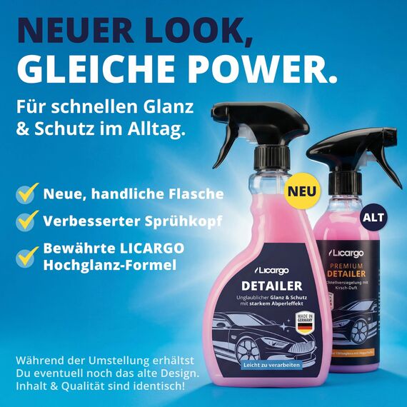 LICARGO® Detailer Auto Set 500ml inkl. 6 Premium Mikrofasertücher • Komplett-Set für Glanz & Abperleffekt • Quick Detailer Fahrzeug – Lack- & Sprühversiegelung Lackschutz gegen Wasserflecken & Schmutz