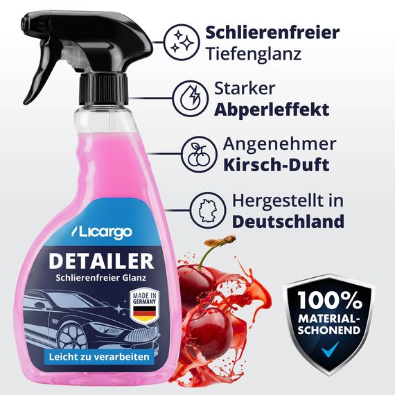 LICARGO Detailer Auto (500ml) – Quick Detailer mit Tiefenglanz & Abperleffekt, Auto Sprühversiegelung zur Lackpflege aussen, Lackreiniger für alle Oberflächen, Versiegelungsspray & Abperlschutz