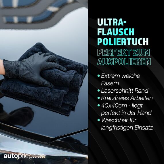 Auto Politur Set | Sonax Polish & Wax Color Schwarz 500ml Autopolitur + Polierschwamm + Poliertuch | Polierpaste für dunkle Metalliclacke zur Entfernung kleiner Kratzer | Polierset