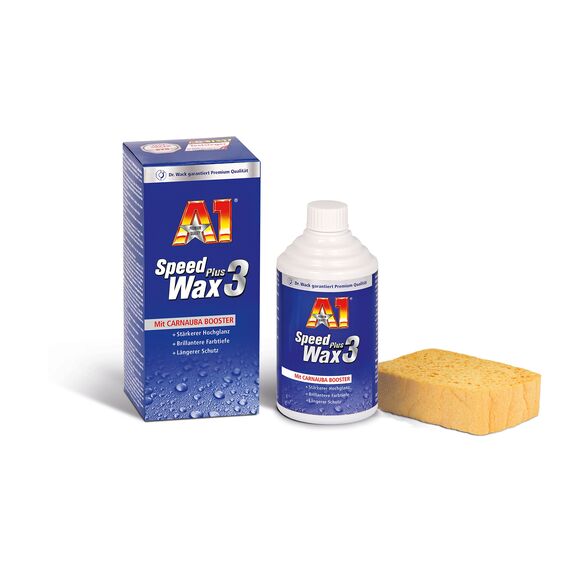 Dr. Wack – A1 Speed Wax Plus 3, 250 ml inkl. Spezialschwamm I Premium Auto-Wachs mit Carnauba I Langanhaltender Schutz & Glanz I Für alle Lacke geeignet I Hochwertige Autopflege – Made in Germany