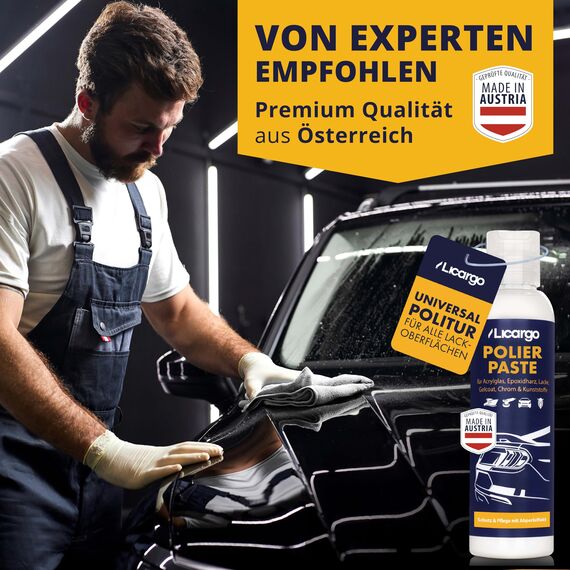LICARGO Universal Polierpaste (150ml) - Premium Politur für Acrylglas, Epoxidharz, Lack, Gelcoat gfk, Chrom & Kunststoff - Polierpaste Auto entfernt Mikro Kratzer & schützt für spiegelnden Glanz