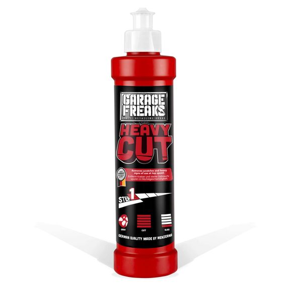 Garage Freaks - Auto Politur Komplett Set: 250ml Heavy Cut Schleifpolitur + Medium Cut Hologrammentferner 250ml + Finish Cut Hochglanzpolitur + Protection Carnauba Shield Wachsversiegelung