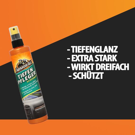 detailmate Auto Cockpitpflege Bundle: Armor All Kunststoff Tiefenpfleger seidenmatt 300ml Microfasertuch Premium 320GSM Applikatorpad Ø90mm | Kunststoffpflege Auto Innenraum