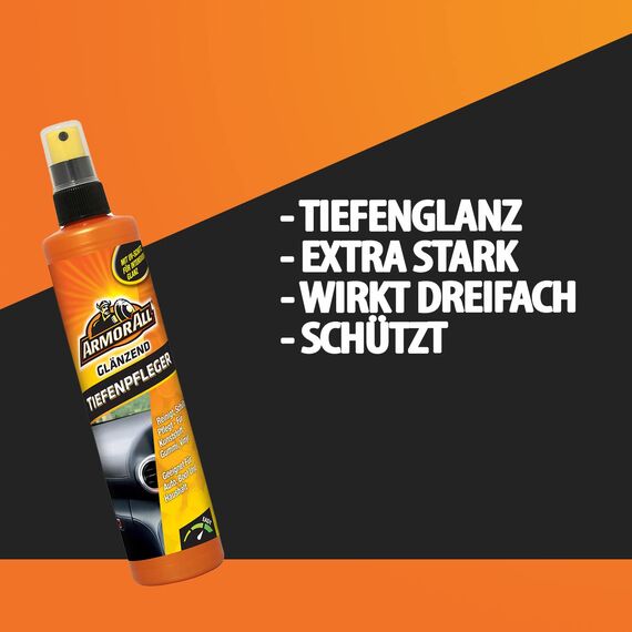 detailmate Auto Cockpitpflege Set: Armor All Kunststoff Tiefenpfleger glänzend 300ml Microfasertuch Premium 320GSM Applikatorpad Ø90mm | Kunststoffpflege Auto Innenraum