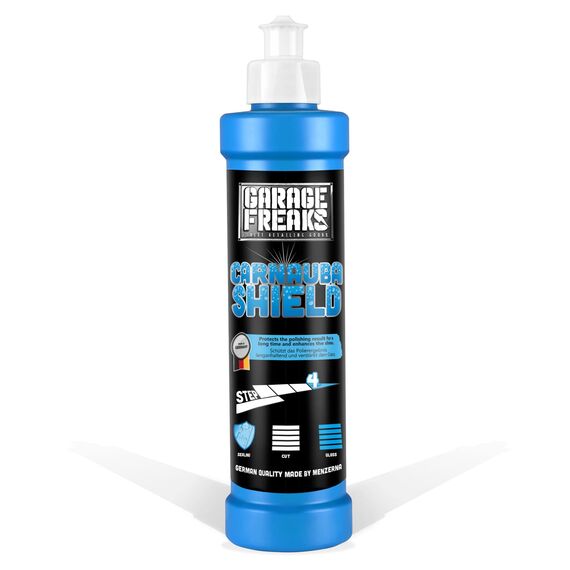 Garage Freaks - Auto Politur Komplett Set: 250ml Heavy Cut Schleifpolitur + Medium Cut Hologrammentferner 250ml + Finish Cut Hochglanzpolitur + Protection Carnauba Shield Wachsversiegelung
