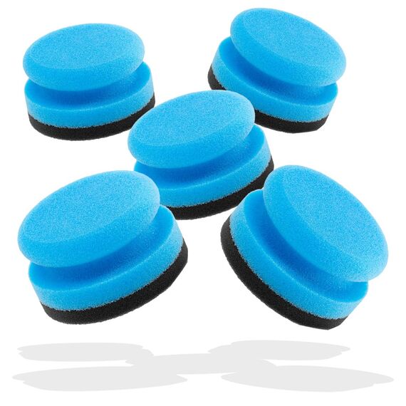 detailmate Autopflege - Made in Germany - 5er Pack Polierschwamm aus Premium Schaumstoff für Handpolitur/Wachse/Applikator für Pflegeprodukte auf Kunststoff, Reifen, etc. (Medium/Soft- Ø90mm)